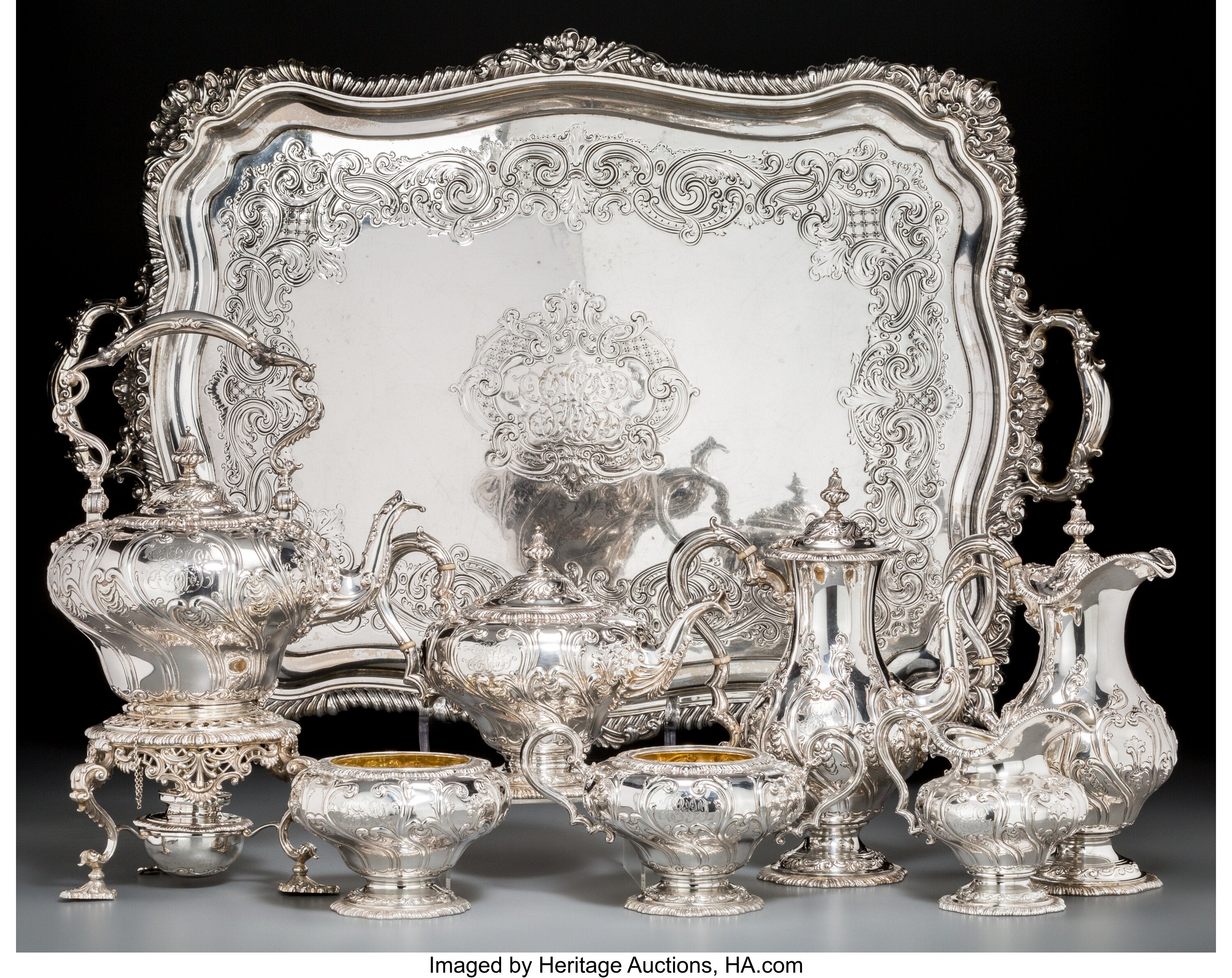 An Eight-Piece Howard &amp; Co. Silver Tea and Coffee Presentation Service Gifted to Emily Vanderbilt Sloane, New York